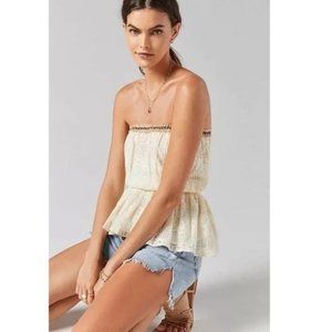 ANTHROPOLOGIE VERB Pallavi Singhee Ivory Cream Lace Lined Tube Top Size Large L